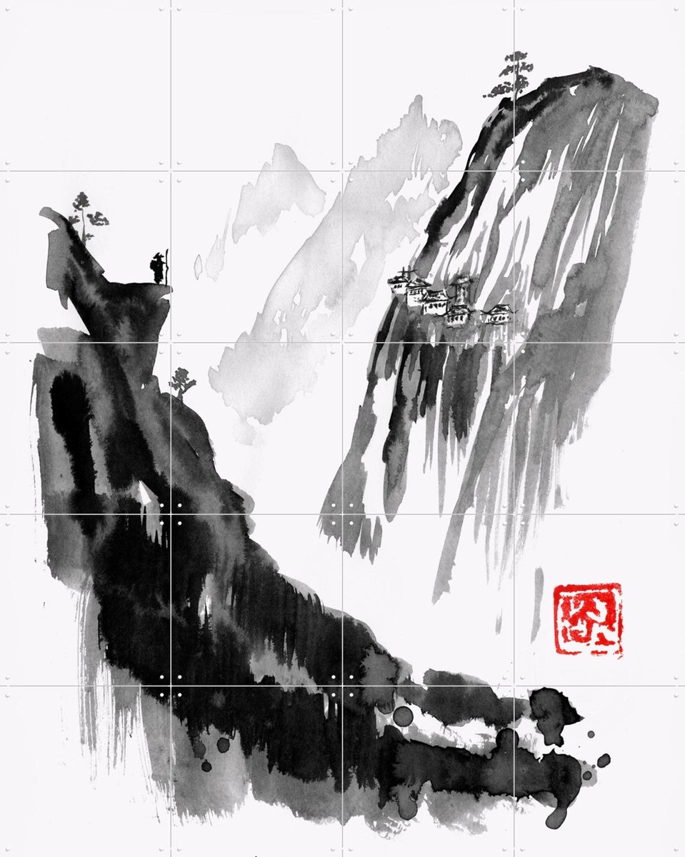 IXXI The Traveller, Péchane - 80 x 100 cm - Gratis ophangtool - Grote wanddecoratie en posters - Illustraties, Mancave, Bergen, Natuur