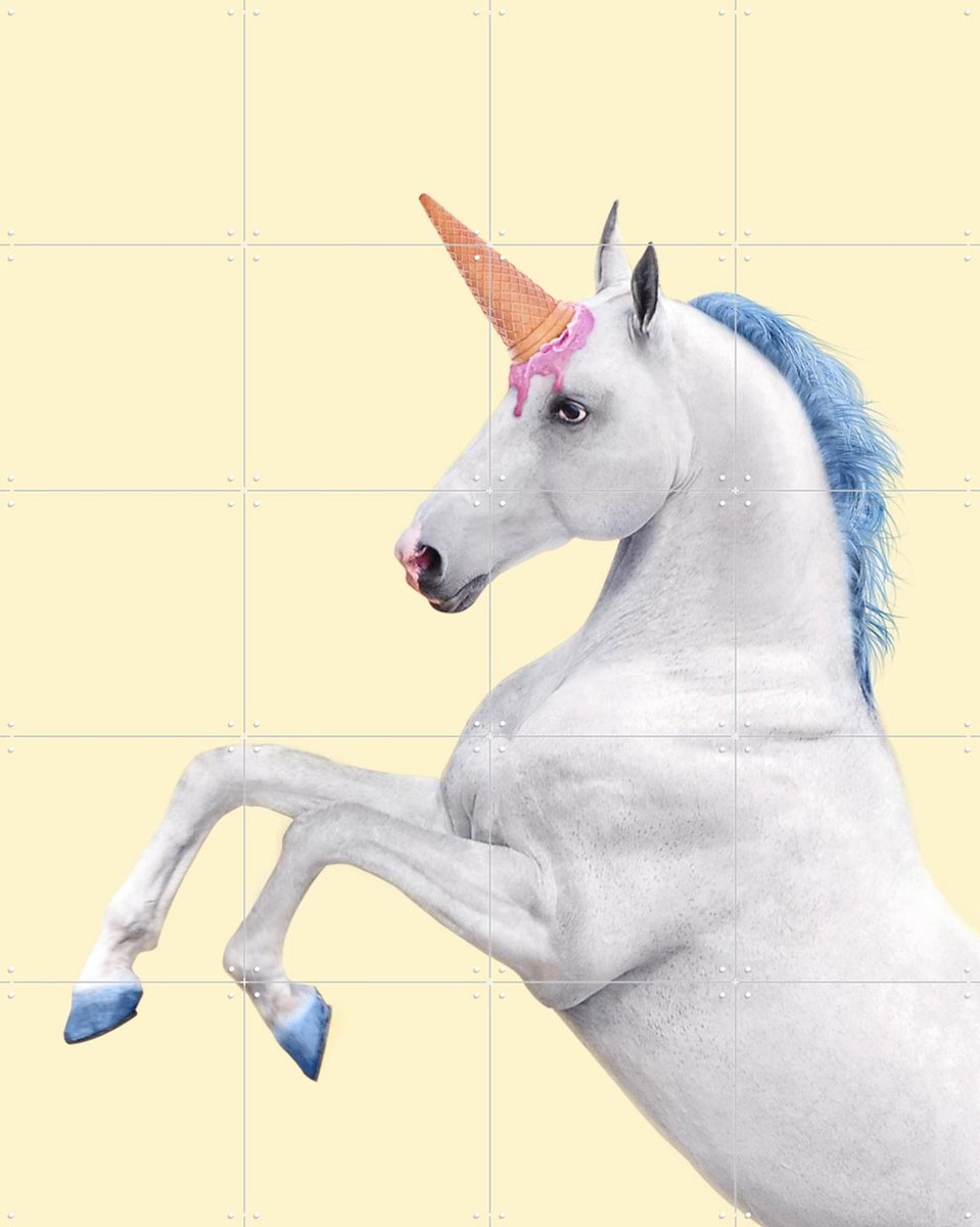 IXXI Unicorn, Paul Fuentes - 80 x 100 cm - Gratis ophangtool - Grote wanddecoratie en posters - Grafisch Ontwerp, Kleurrijk, Digitale Kunst