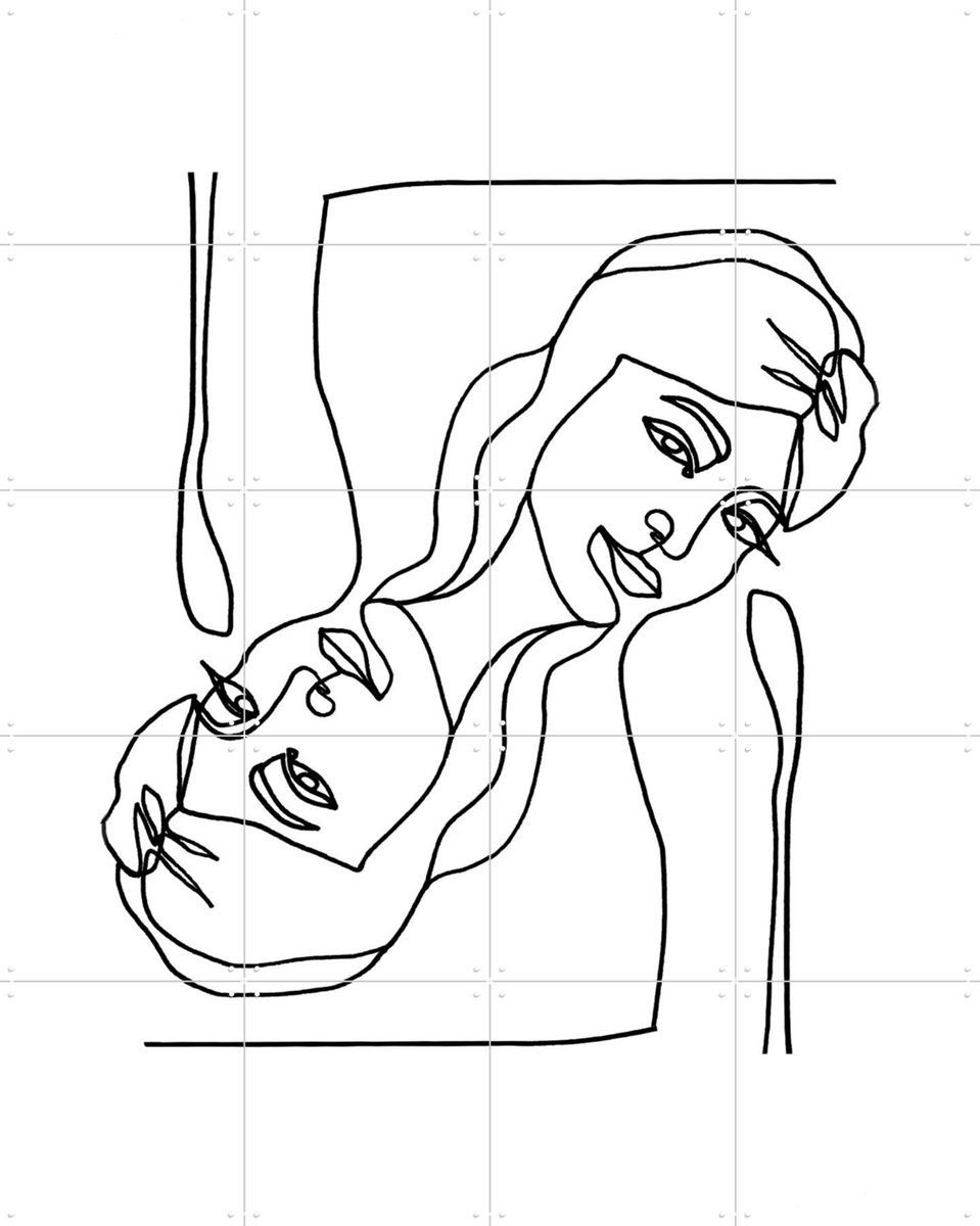 IXXI Lola, Julia Hariri - 80 x 100 cm - Gratis ophangtool - Grote wanddecoratie en posters - Illustraties, Minimalisme, Line art, Woonkamer