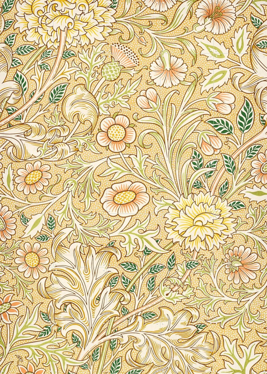 IXXI Double Bough yellow, William Morris & Victoria and Albert Museum - 100 x 140 cm - Gratis ophangtool - Grote wanddecoratie en posters - Art