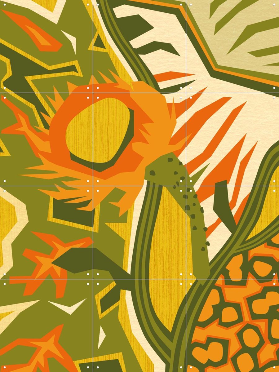 IXXI Night Flower, Megan Gallagher - 60 x 80 cm - Gratis ophangtool - Grote wanddecoratie en posters - Abstract, Geometrische Kunst, Digitale Kunst