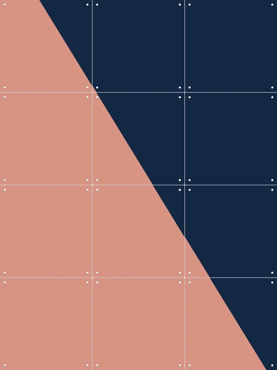 IXXI Color blocking - Pink Blue, Allon Dery - 60 x 80 cm - Gratis ophangtool - Grote wanddecoratie en posters - Grafisch Ontwerp, Geometrische Kunst