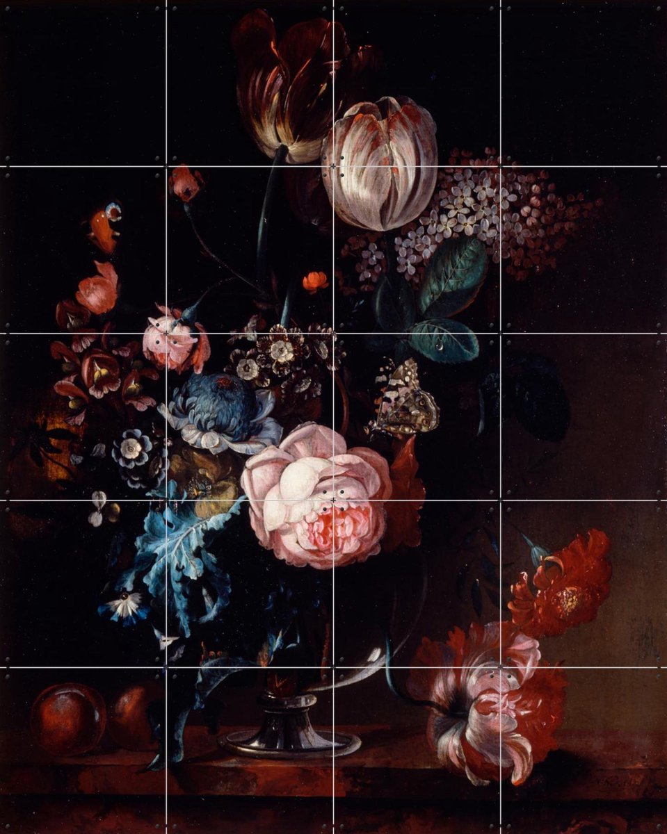 IXXI Bloemstilleven, Nicolaas Frederik Knip & Het Noordbrabants Museum - 80 x 100 cm - Gratis ophangtool - Grote wanddecoratie en posters - Klassiek,
