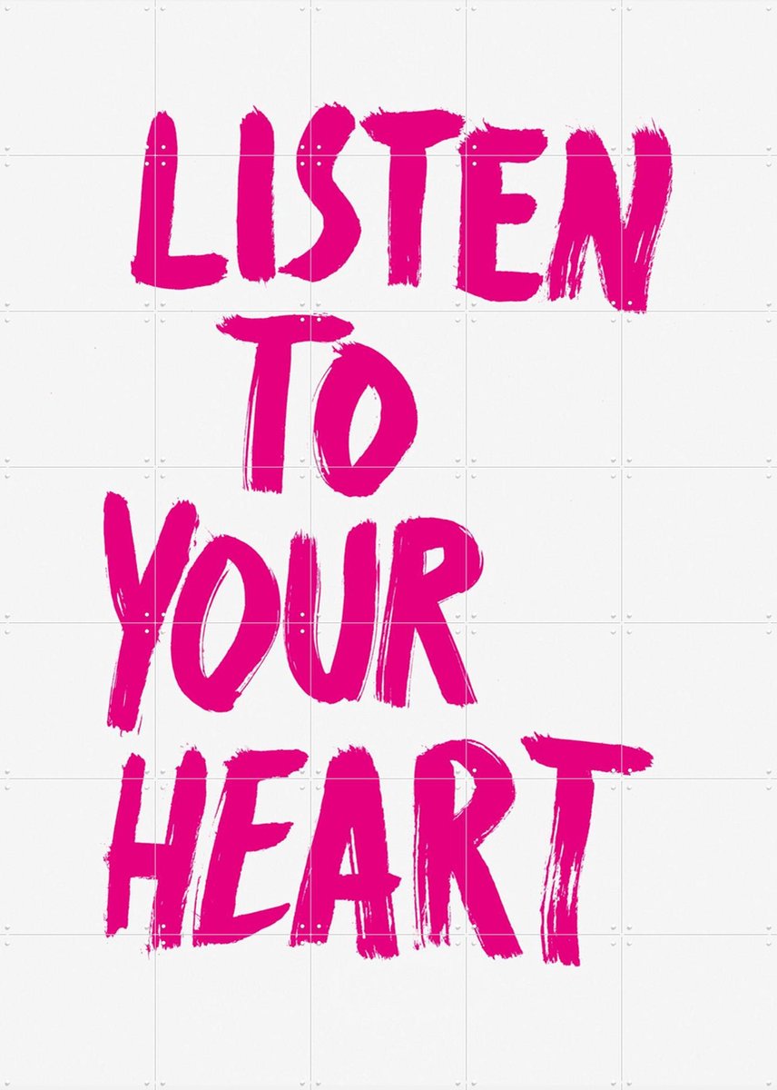 IXXI Listen to your Heart, Marcus Kraft - 100 x 140 cm - Gratis ophangtool - Grote wanddecoratie en posters - Illustraties, Typografie, Kleurrijk, Pop