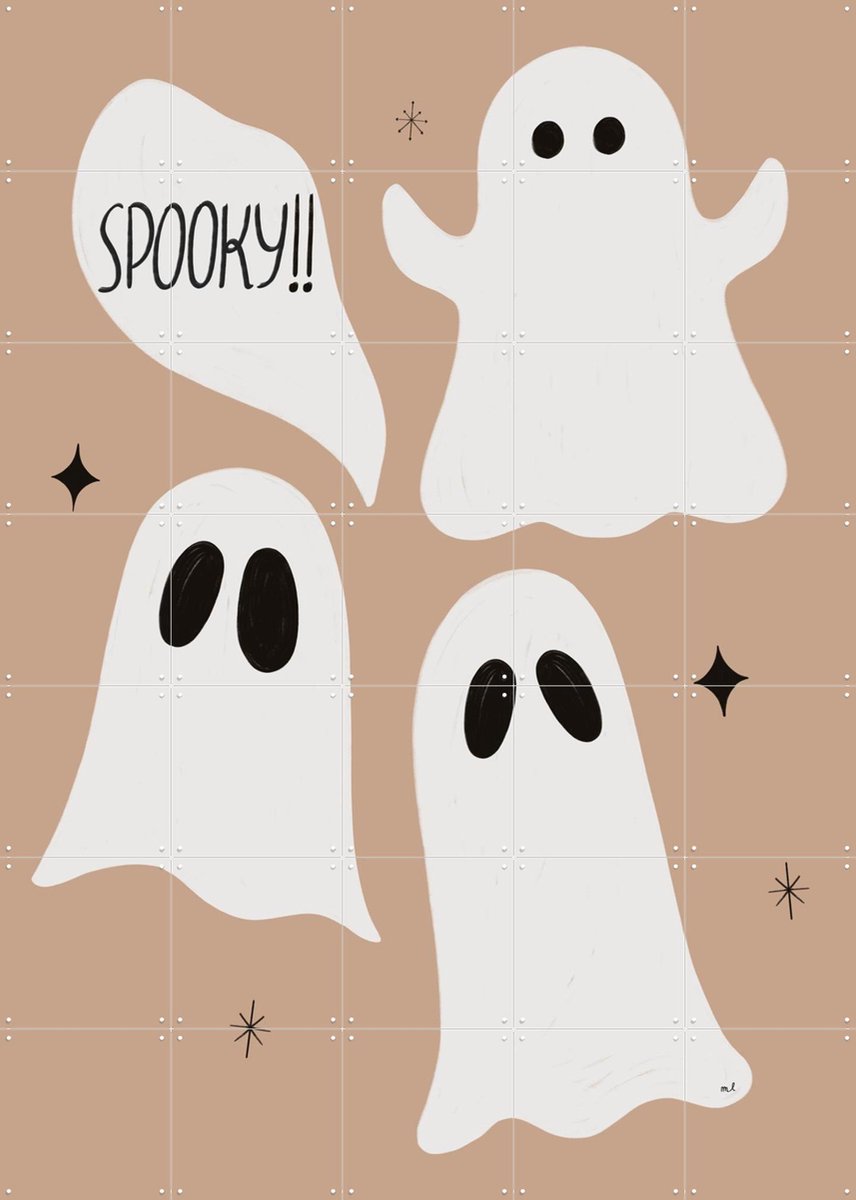 IXXI Spooky Ghosts, Menina Lisboa & Various - 100 x 140 cm - Gratis ophangtool - Grote wanddecoratie en posters Babykamer, Kinderkamer, Baby
