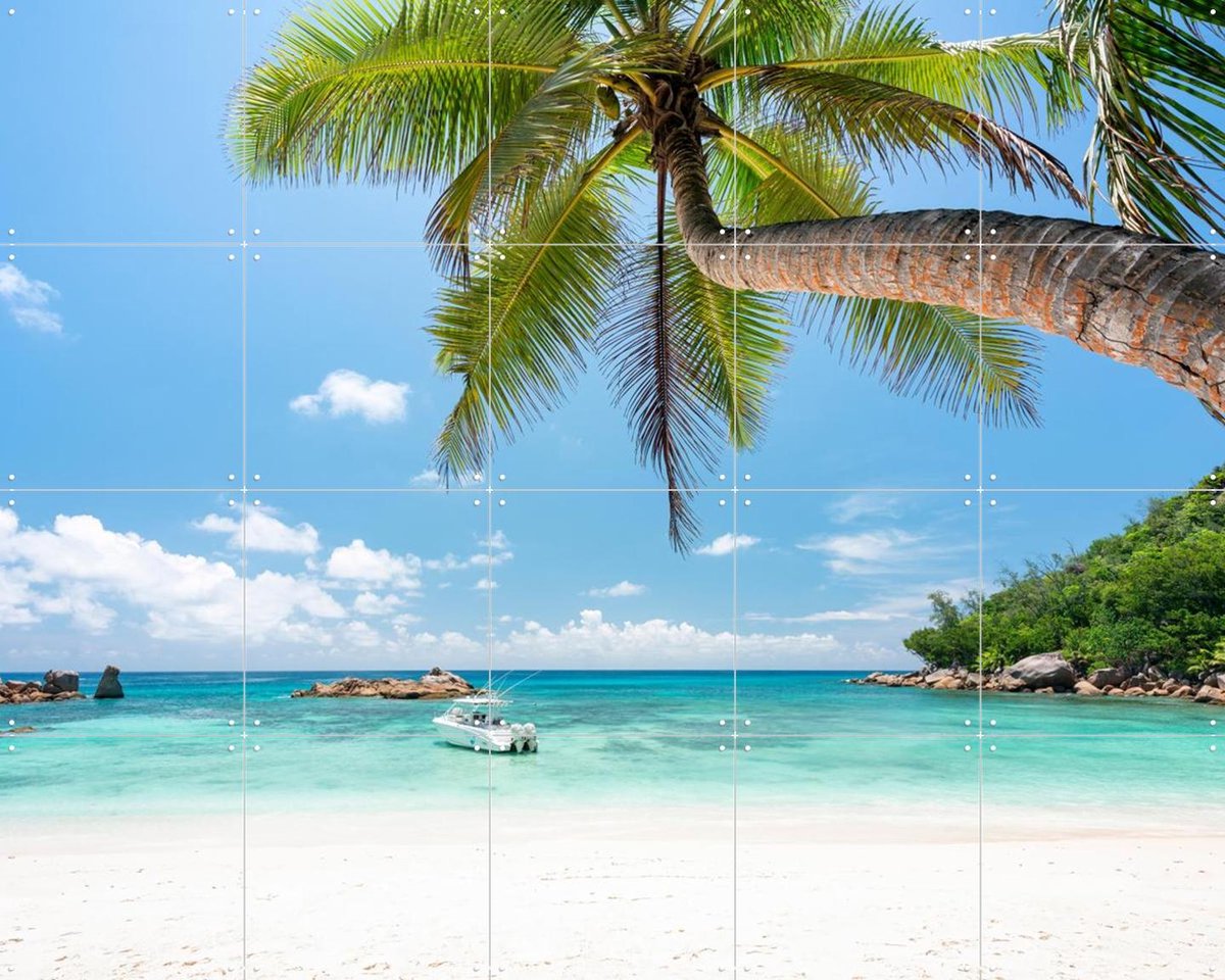 IXXI Petite Anse Kerlan Beach - Seychelles, Jan Becke - 100 x 80 cm - Gratis ophangtool - Grote wanddecoratie en posters - Kleurrijk, Fotografie,
