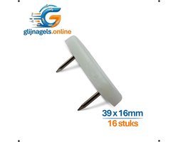 16 STUKS PREMIUM GLIJNAGELS - Glijnagel 39x16mm – Glijders PVC kunstof - Vloerglijders - Meubeldop - Glijdop - Meubelpoten glijders - Vloerbeschermers - Hout Bescherming tegen krassen en vocht - Geluiddempend - Ook v kasten tafels tuinmeubels