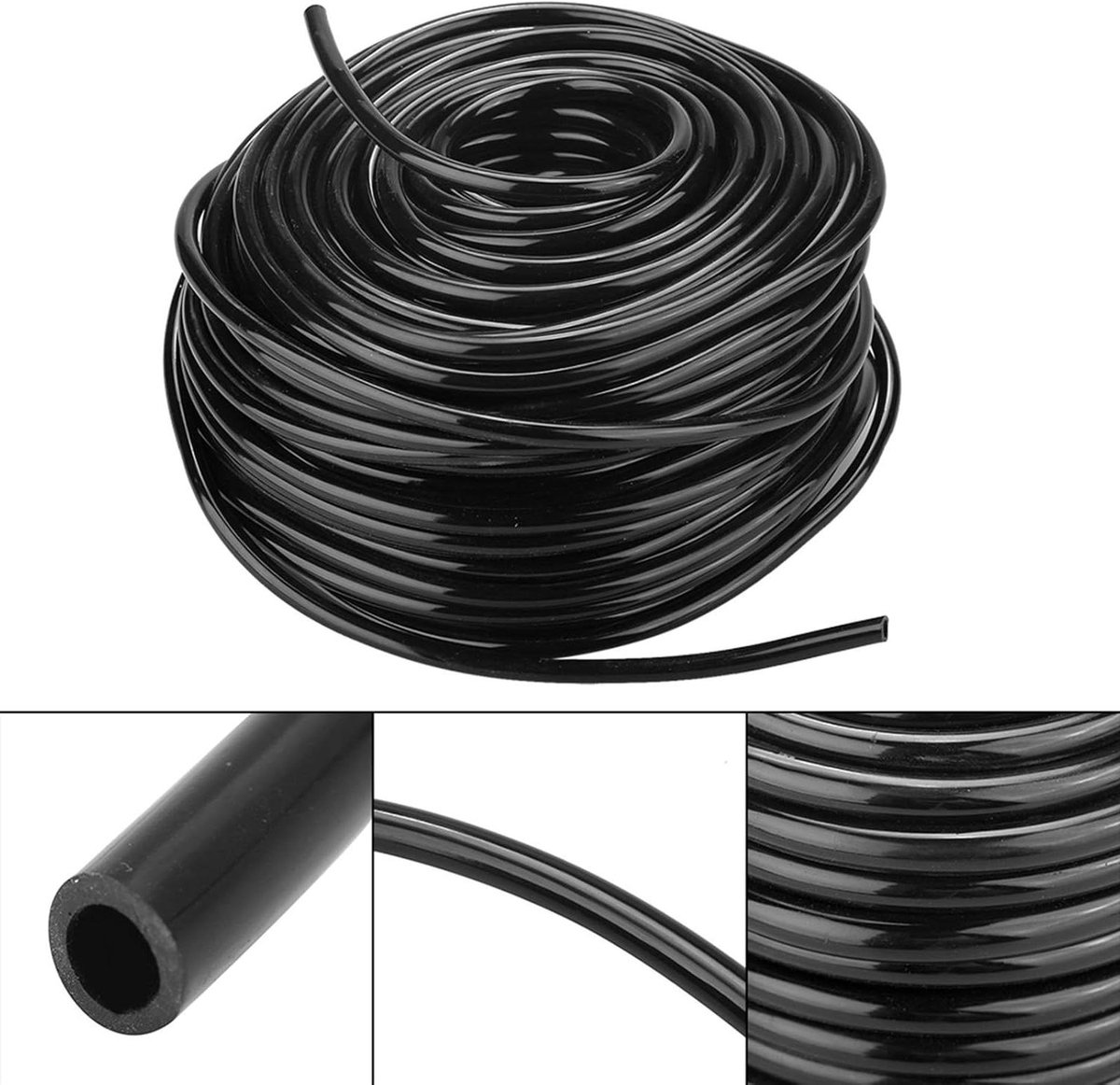 Allecto- Zwarte Kunststof Buis - Flexibele - Heavy Duty - Tuin - Landbouw - Gazon - 50 Meter - PVC Waterleiding - Geschikt voor Irrigatie - Zwart 4 Mm Kunststof Waterslang Flexibel Industrieel Model
