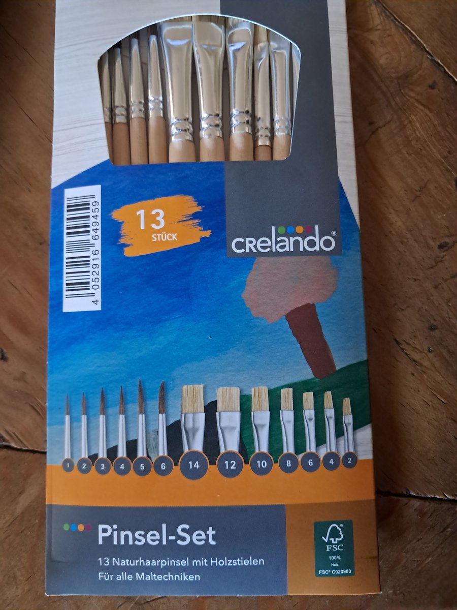 Crelando 13 stuks Kwasten - Houten handvatten