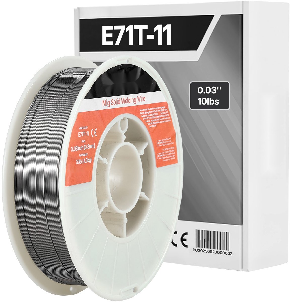 Gevulde MIG-lasdraad - E71T-11 - Dikte 0,8 mm - Spoel 4,5 kg - Gasloos zelfbeschermend - Voor constructiestaal - Buitengebruik