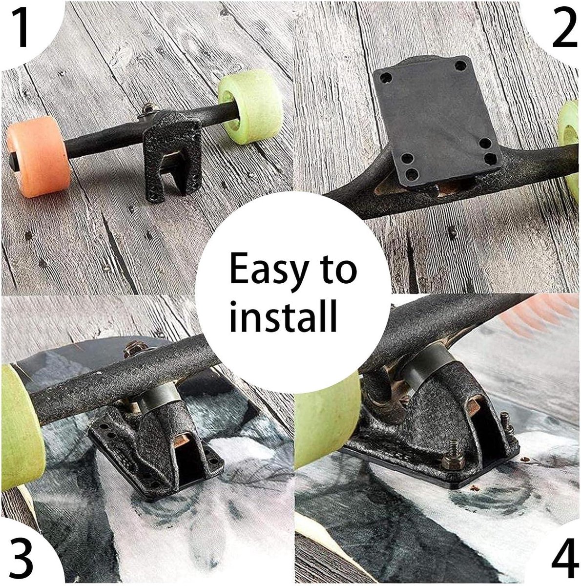 Allecto- Skateboard Longboard Riserpads Accessoires Reparatie Bescherming – Schokdemping 10 Stuks 6 mm Afdichting Met Brug Nagel.