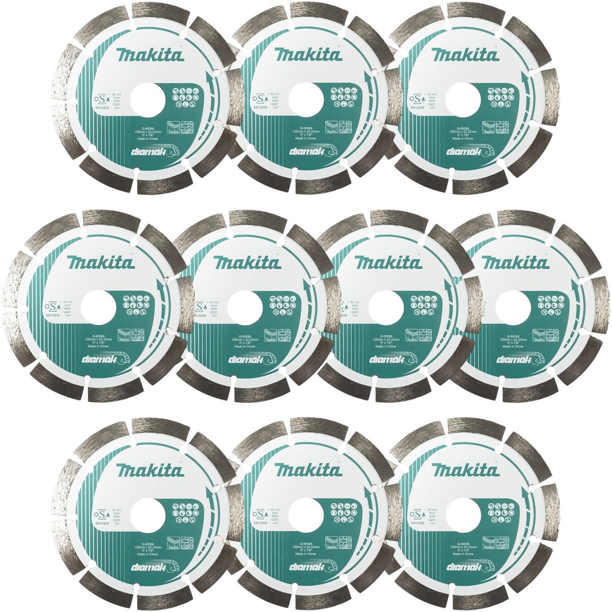 Makita 10x Diamak diamantzaagblad 125 x 22,23 mm ( 10x D-80086 )