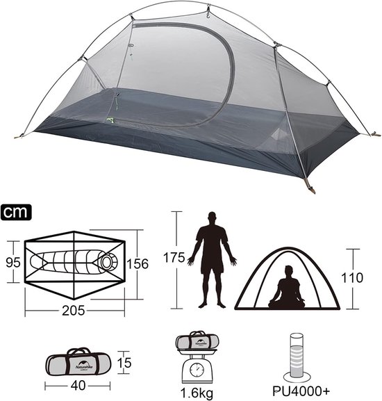 Lichtgewicht Backpacking Tent voor 1 Persoon - Waterdicht en UV-bestendig - 4 Seizoenen - Eenvoudige Installatie — afbeelding 4