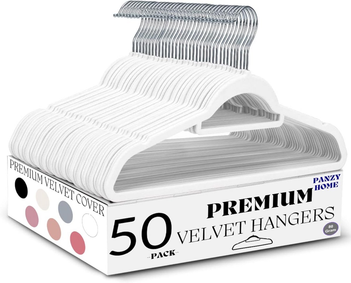 50 Antislip Fluwelen Kledinghangers met Draaibare Haak en Kledingstang - Ruimtebesparend