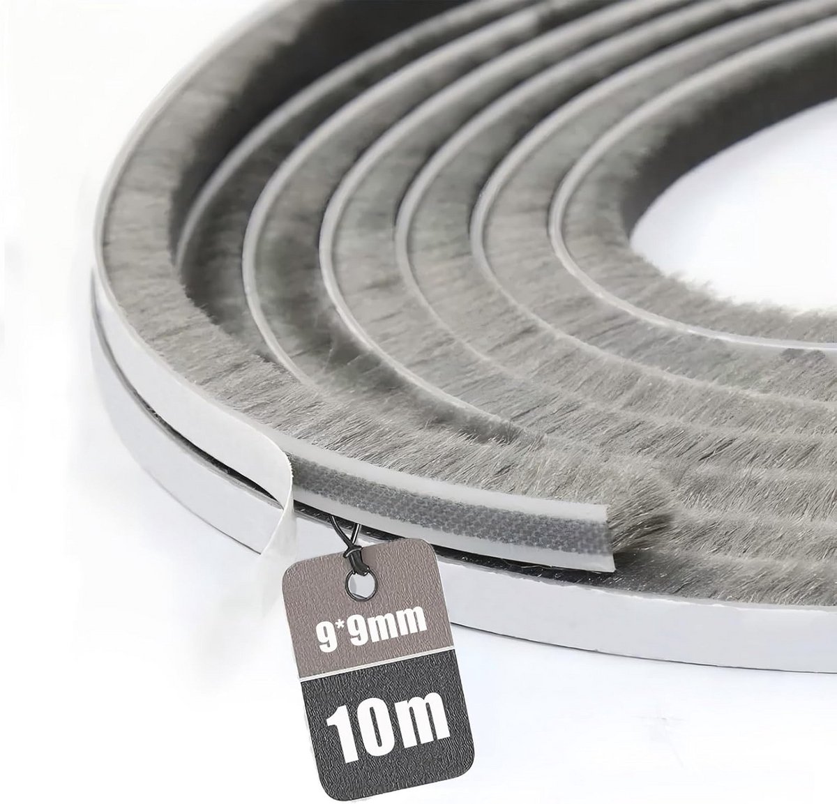 Zelfklevende Borstelafdichting voor Deuren, Ramen en Rolluiken - 9x9mm, 10m