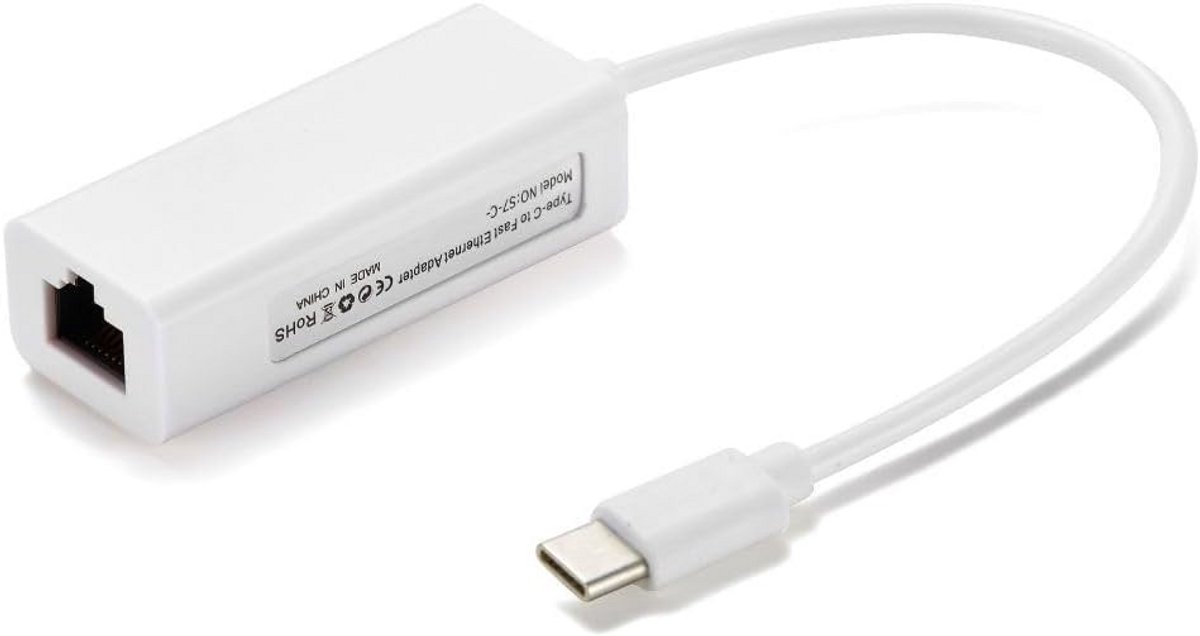 USB-C naar Ethernet Adapter 100 Mbps Netwerk LAN voor Type C Apparaten