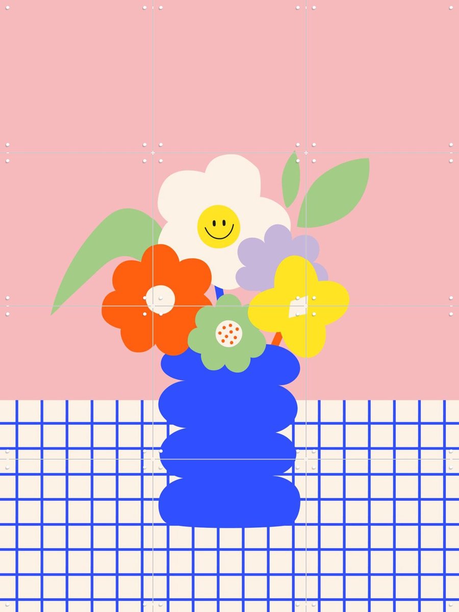 IXXI Happy Daisy, Maren Gross & Various - 60 x 80 cm - Gratis ophangtool - Grote wanddecoratie en posters Babykamer, Kinderkamer, Baby, Kinderen