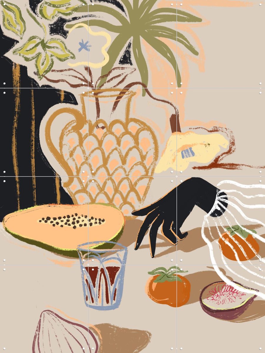 IXXI Fruitful Spread, Arty Guava - 60 x 80 cm - Gratis ophangtool - Grote wanddecoratie en posters - Illustraties, Kleurrijk, Eten & Drinken