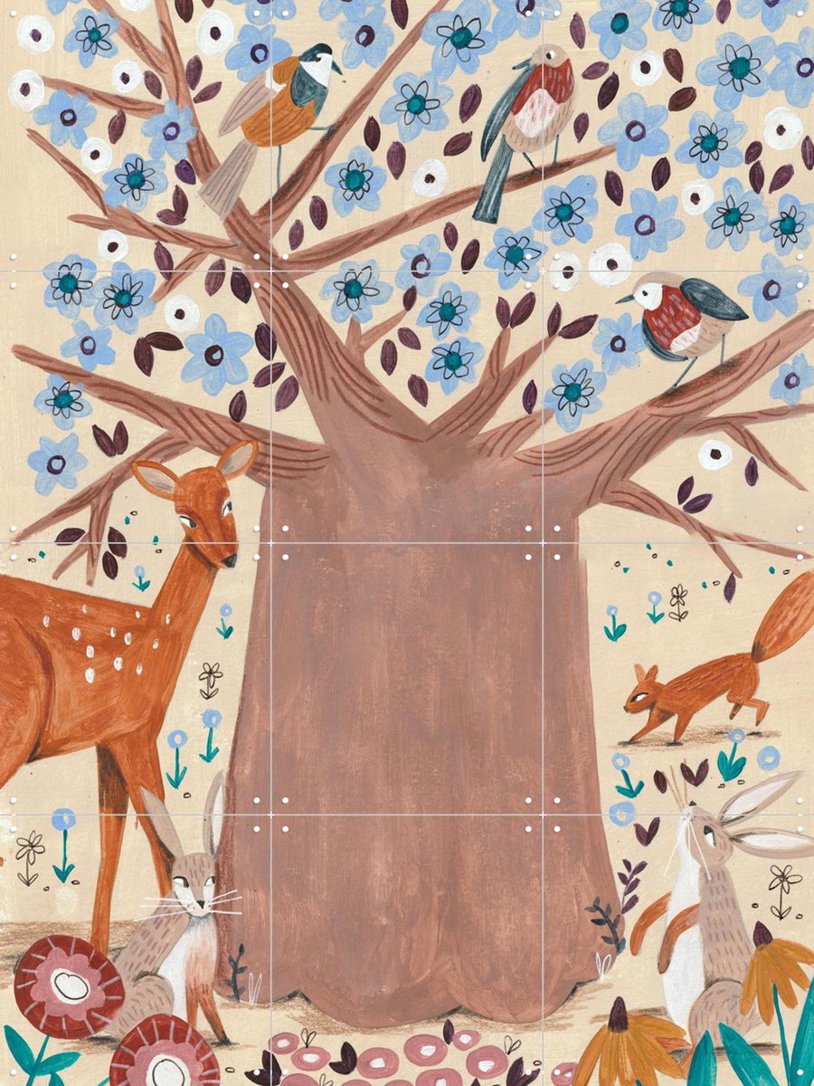 IXXI Tree of life, Caroline Bonne Müller & Various - 60 x 80 cm - Gratis ophangtool - Grote wanddecoratie en posters - Illustraties, Speels
