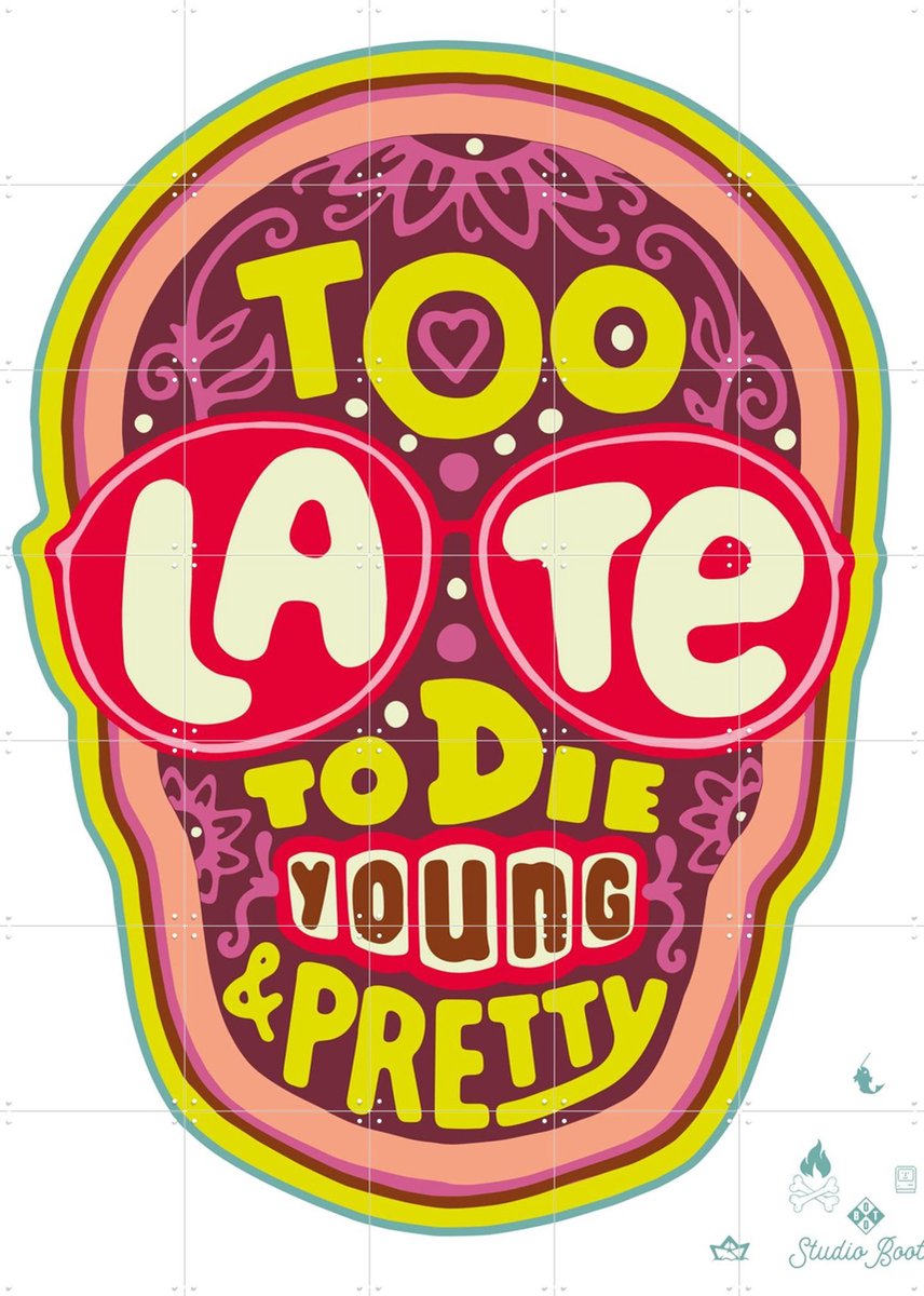 IXXI Too late to die young & pretty pink, Studio Boot - 100 x 140 cm - Gratis ophangtool - Grote wanddecoratie en posters - Grafisch Ontwerp