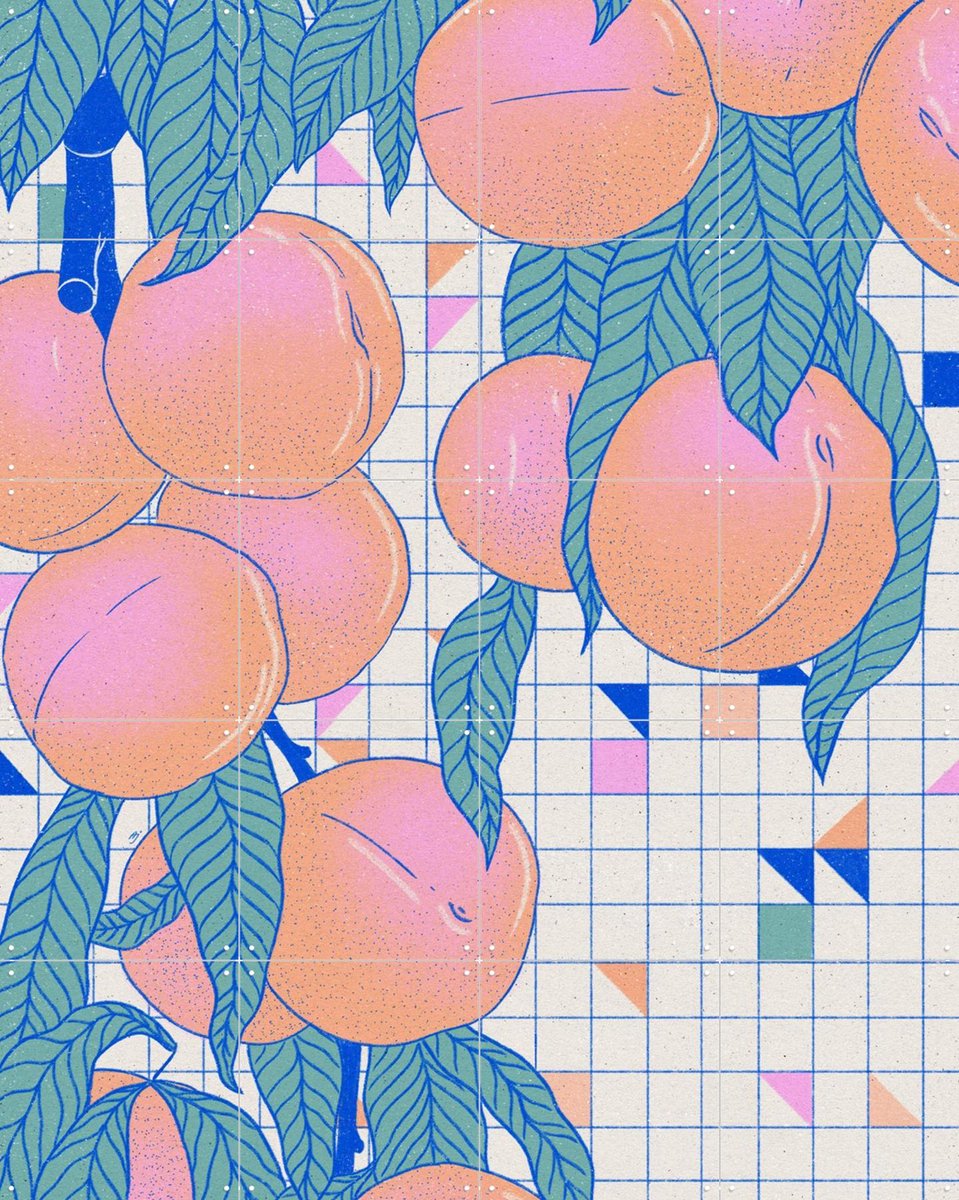 IXXI Peaches, Ada Jarzebowska & Various - 80 x 100 cm - Gratis ophangtool - Grote wanddecoratie en posters - Kleurrijk, Illustraties, Speels, Grafisch