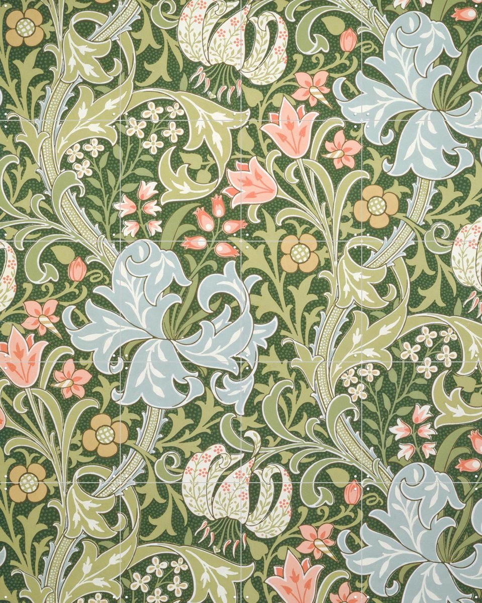 IXXI Golden Lily green, William Morris & Victoria and Albert Museum - 80 x 100 cm - Gratis ophangtool - Grote wanddecoratie en posters - Kleurrijk