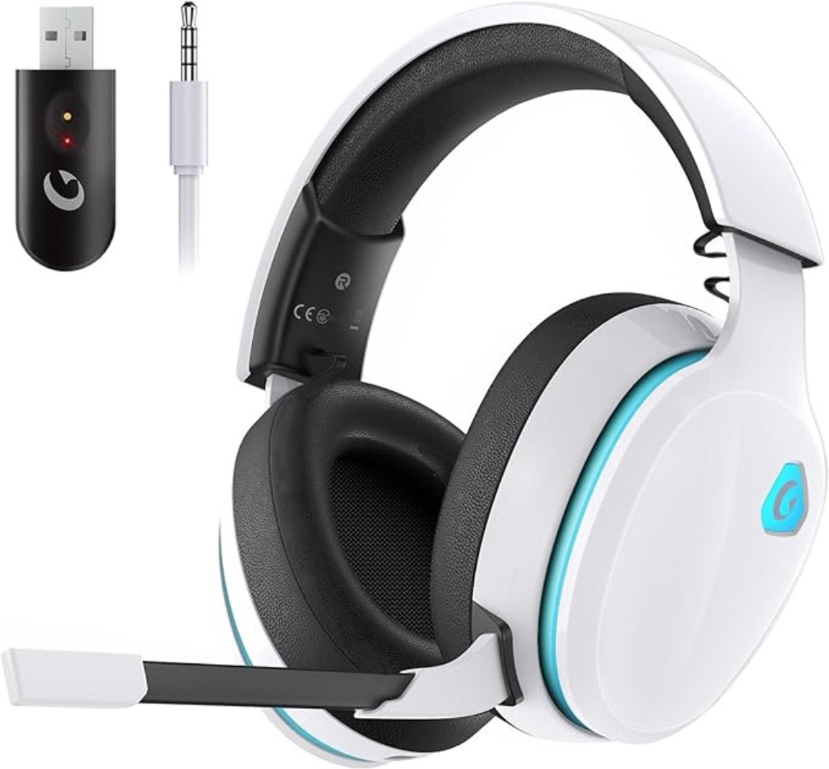 Quvo® Game headset draadloos - Headset - Game headset - Gaming headsets - Wit/Blauw - 20cm x 10cm x 20cm