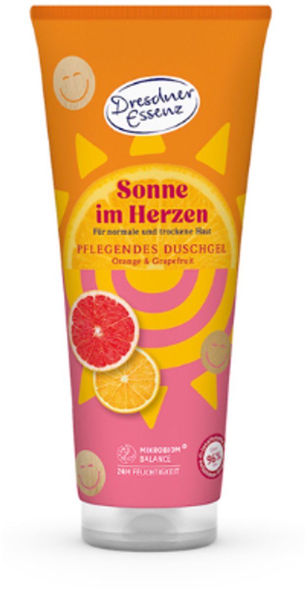 Zomer Douchegel - Sonne im Herzen - Zon in het Hart - Dresdner Essenz | 1x 250ml - Sinaasappel & Grapefruit | Limited Edition - Zomergeur