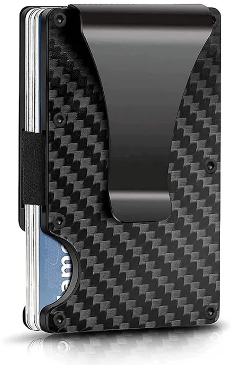 WiseGoods Luxe Carbon Fiber Pasjeshouder & Geldclip – RFID Anti Skim Creditcardhouder – Compacte Portemonnee Voor 15 Pasjes Zwart