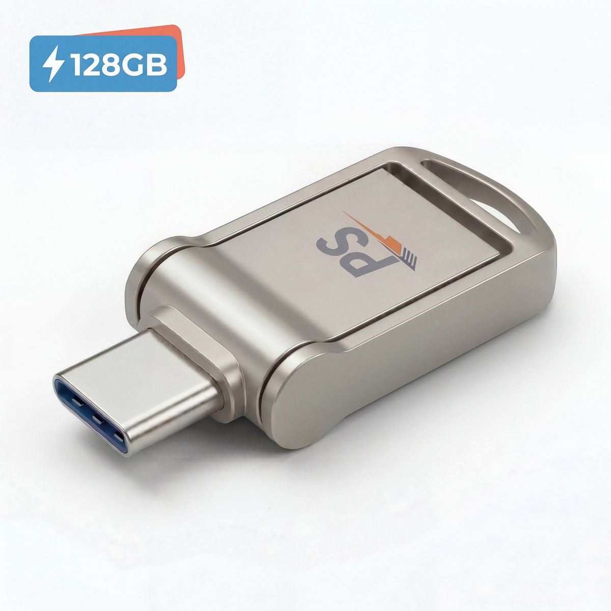 Perfect Speed USB Stick 128GB - USB 3.0 & USB-C – 110MB/s - Ultradun Metalen Flash Drive - Compatibel met iPhone >15, Samsung, Windows, Mac & Android