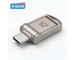 Perfect Speed USB Stick 128GB - USB 3.0 & USB-C – 110MB/s - Ultradun Metalen Flash Drive - Compatibel met iPhone >15, Samsung, Windows, Mac & Android
