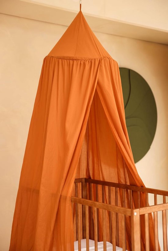 Karamel Hemeltje voor Kinderkamer - Klamboe voor Wieg, Bed & Speelkamer - Hemel Sluier voor Babybed - Rond Hemelbed voor Baby — afbeelding 4