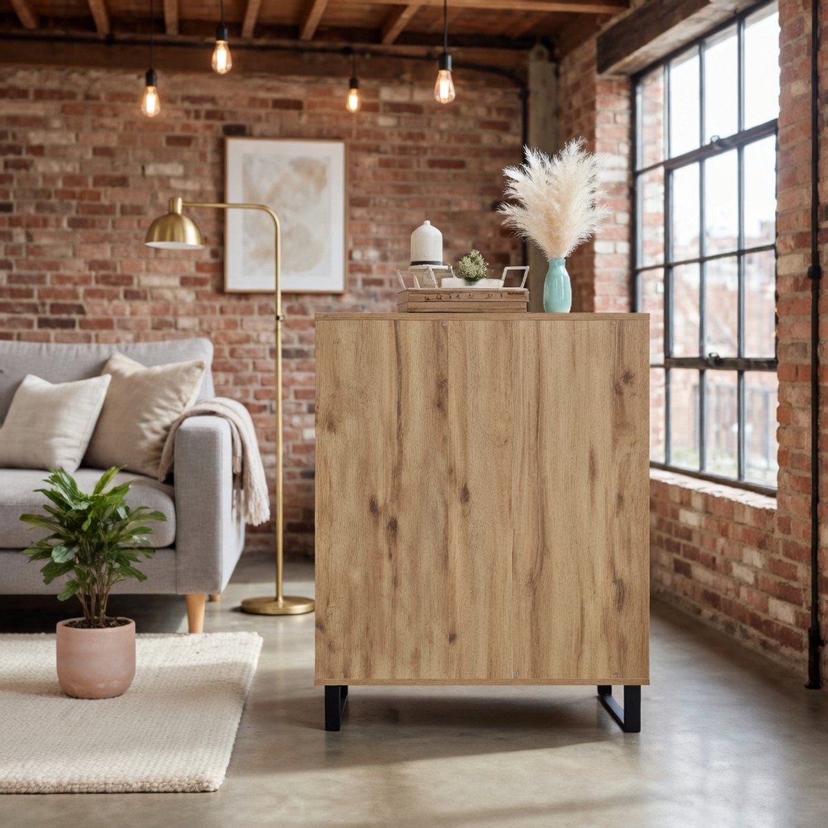 Modern Sideboard Artisan Eiken – Stijlvol en Functioneel Dressoir 69,5 x 34 x 90 cm – Veelzijdige Opbergruimte voor Woonkamer, Eetkamer of Thuisbureau novihome