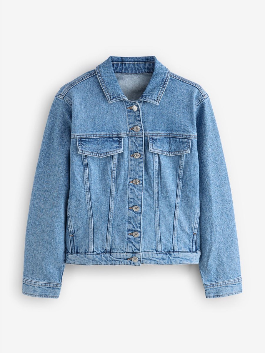 Next - Dames - Fuller Bust Fitted Denim Jacket - Blauw
