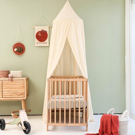 Crèmebeige Hemeltje voor Kinderkamer | Klamboe voor Wieg, Bed & Speelkamer | Hemel Sluier voor Babybed | Rond Hemelbed voor Baby