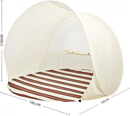 CLVP® Strandtent UV Bescherming - Strandtent Baby Pop Up - Strandtentje Extra Licht - Strandschelp - Strand Tent - Beige en Bruin van Merkloos — afbeelding 3