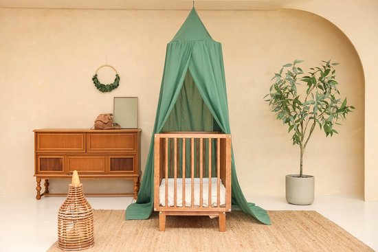 Groen Hemeltje voor Kinderkamer | Klamboe voor Wieg, Bed & Speelkamer | Hemel Sluier voor Babybed | Rond Hemelbed voor Baby — afbeelding 5
