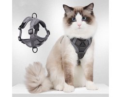 Ontsnappingsbestendig verstelbaar kattentuig met riem -Kattenharnas en -lijn, anti-ontsnappingsset van zacht mesh voor alle katten (maat M).