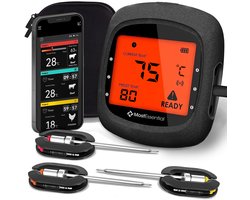 MostEssential PRO-3 Digitale Vleesthermometer - BBQ Thermometer - App - Bluetooth 5.0 - 100M Bereik - Inclusief 3 Meetsondes & Luxe Opberghoes