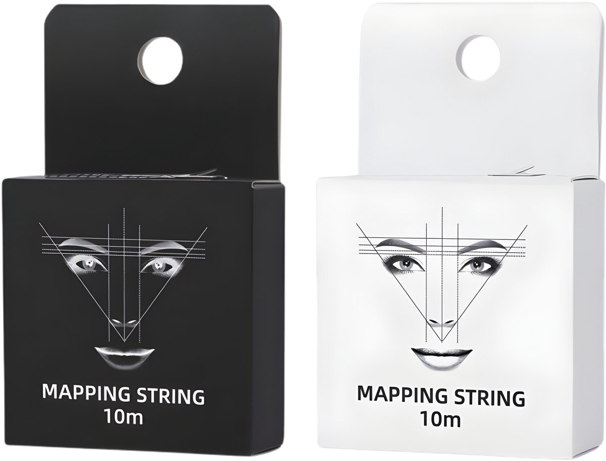 Henna Brows Mapping String - Microblading - 10m - Voorgeïnkt - Zwart en Wit