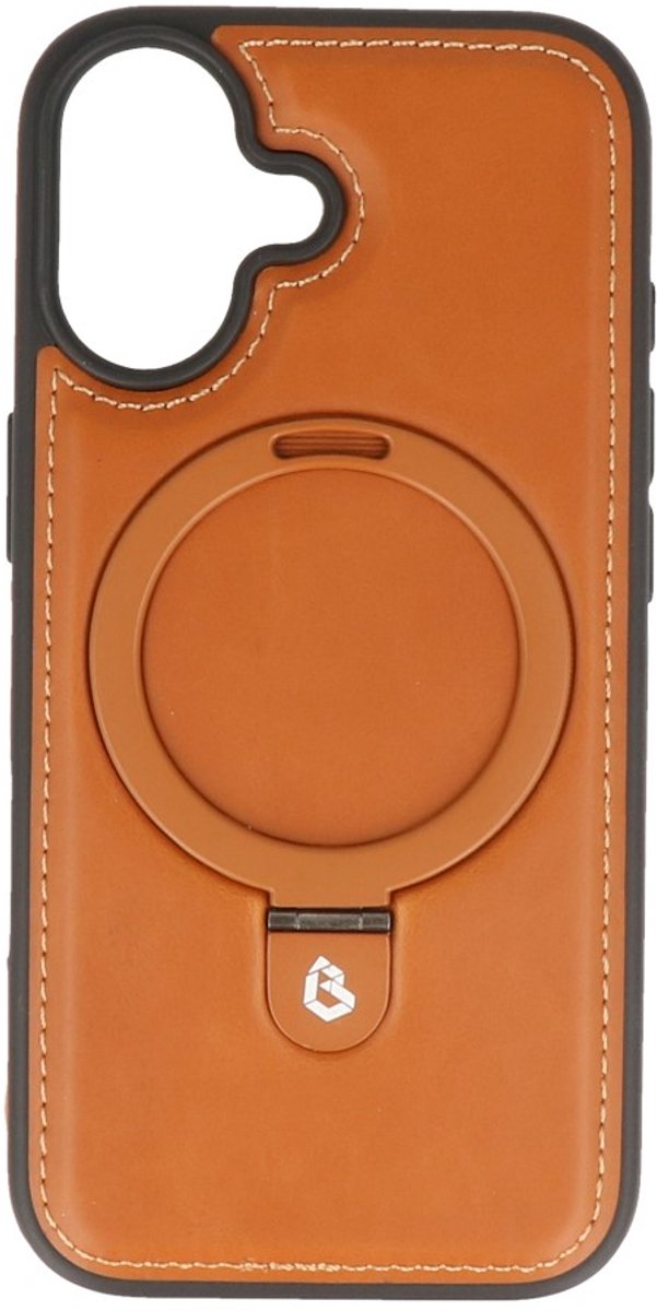 MagSafe Lederlook Hoesje met Standaard - Magnetische Case - Geschikt voor iPhone 17 - Bruin