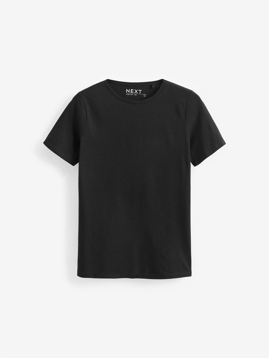 Next - Dames - T-shirt met korte mouwen en ronde hals met hoog katoenpercentage - Zwart