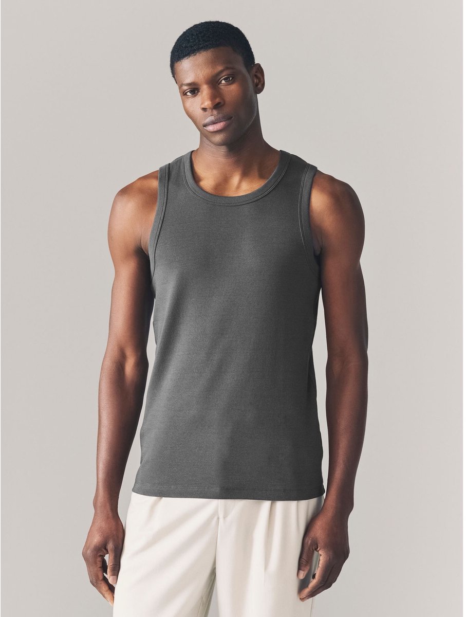 Next - Heren - Geribbelde hemdjes, slim-fit - Grijs