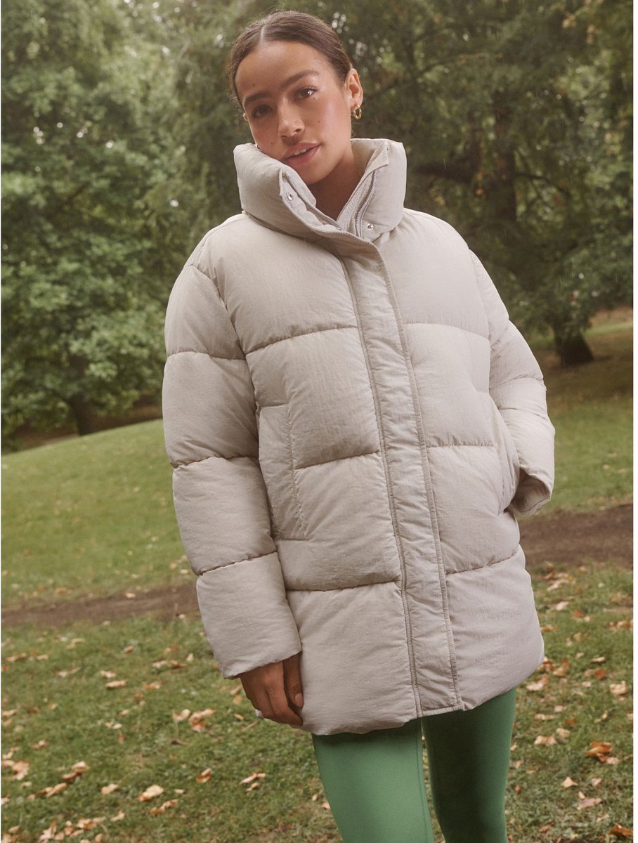 Next - Dames - crème - Shower Resistant Mid Length Padded Coat - Wit