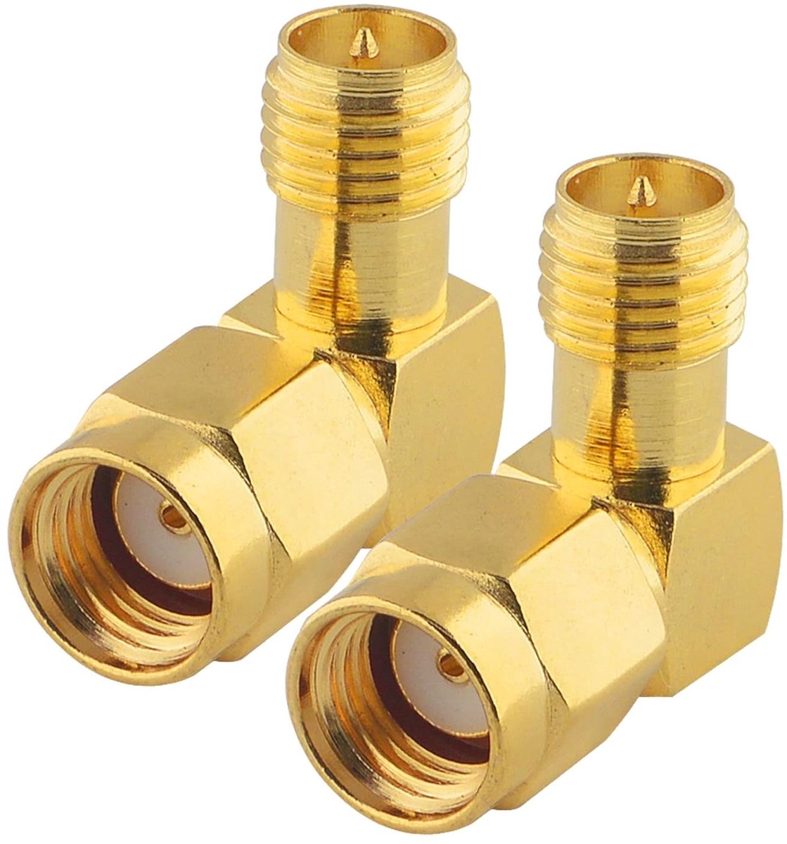 Hoekadapter Set - RP-SMA Connectoren - Signaal Verbinding - 90 Graden Hoek - 2 Stuks - Vergulde