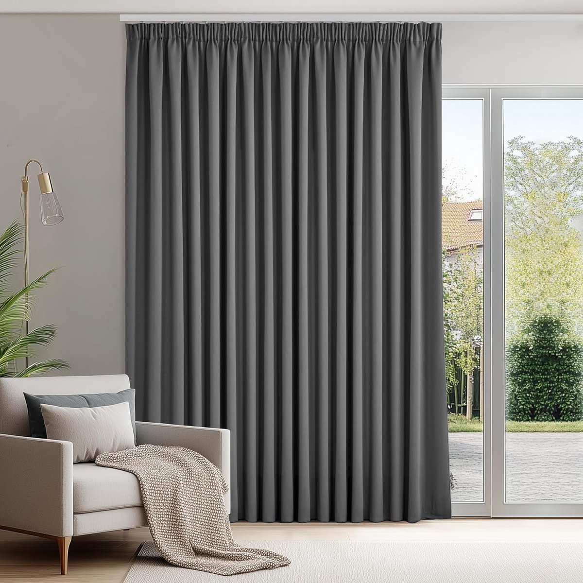Verduisterende Gordijnen - Gordijnstof Kamer - Slaapkamer Woonkamer - Geluidsisolerend Warmte - 300x175 CM - Donkergrijs