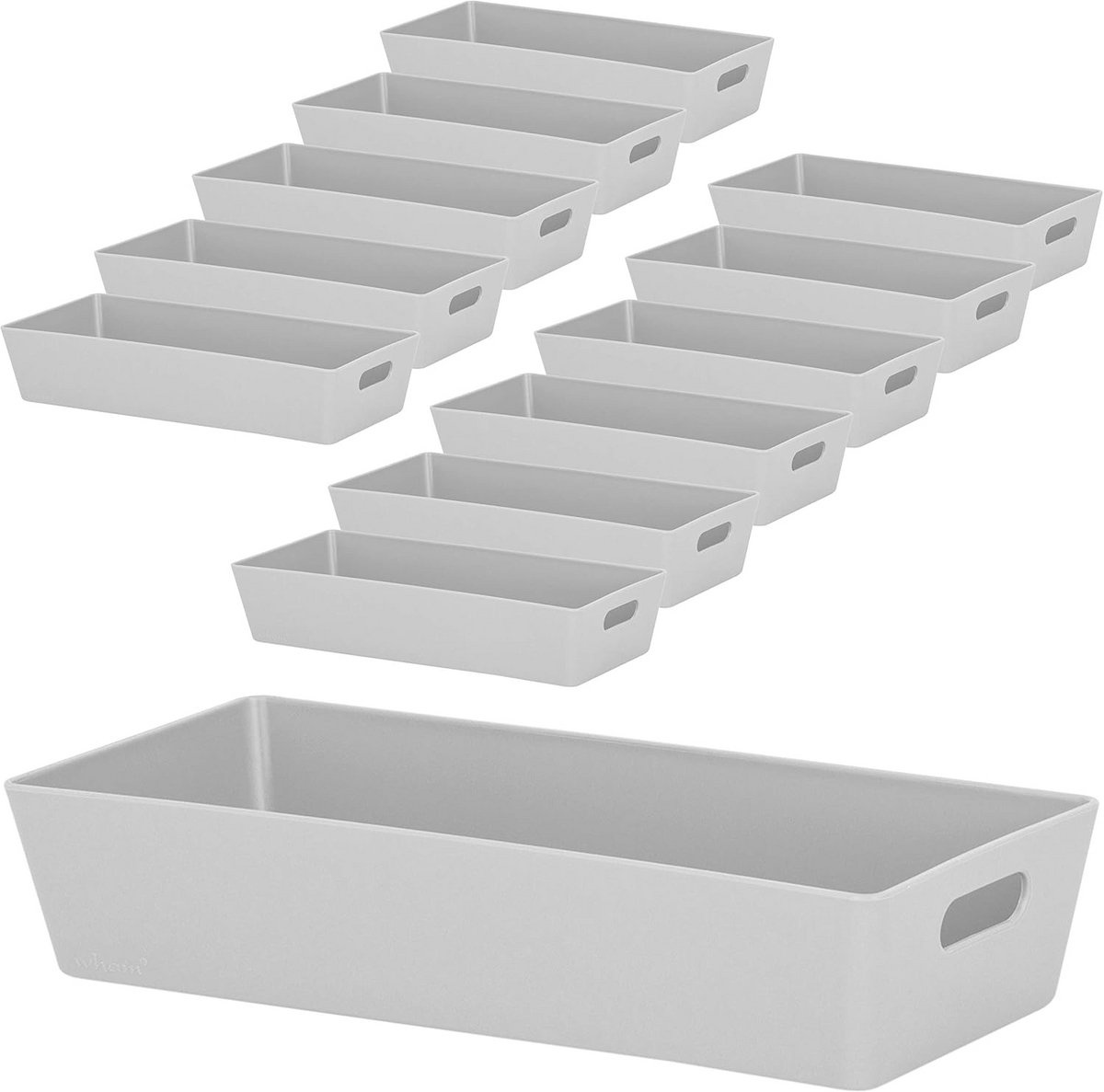 Opbergbox Set - Lade Organizer - Ruimte Ordenen - Stapelbaar Ontwerp - 25x11x5cm - Grijs