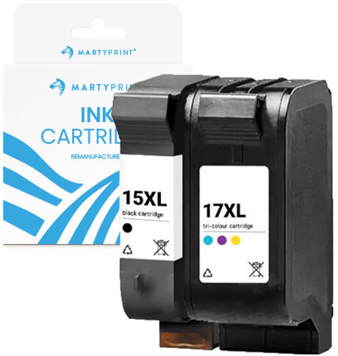 MartyPrint geschikt voor HP 15XL (C6615DE) + HP 17XL (C6625AE) inktcartridges voordeelbundel