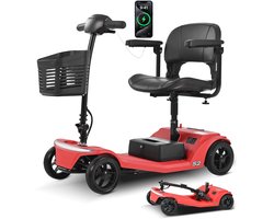 Sweetrich S2 Scootmobiel - Elektrische Scootmobiel - 12Ah Accu - 15 km Actieradius - 250W Motor - 4 wielen - Opvouwbaar - 136 kg Draagkracht - Voor Senioren - Rood