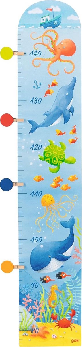 Houten Meetlat - Groeimeter Kinderen - Kamer Decoratie - Met Zee Thema - 90-140 cm